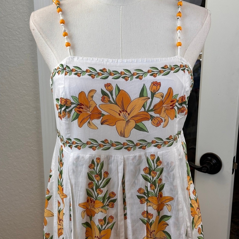 Farm Rio NWT SZ MED Trophical lightness off white Maxi Dress Floral Print Flowy - Picture 7 of 16